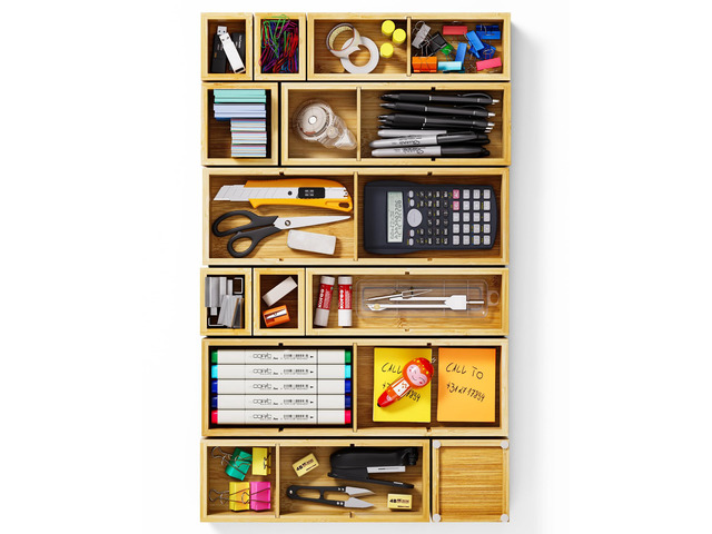 12-Piece Bamboo Drawer Organizer Set, 24 Compartments Modular Storage Natural Bamboo, Flexible Modular Trays, Water-Resistant, Stackable Design,...