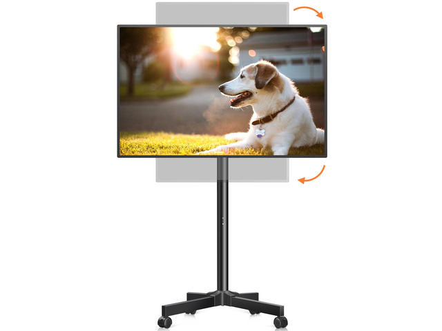 Mobile TV Carts, Rotating Rolling TV Stand on Wheels for 13-50' Flat/Curved TVs Height Adjustable 30° Tilt Floor TV Stand Portable Monitor Stand...