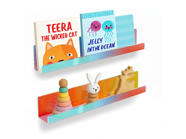 2 Pcs Magnetic Book Shelf for Whiteboard, Strong Adsorption Reusable Acrylic Bookshelf Book Display Holder for Teacher Kids Classroom Refrigerator...