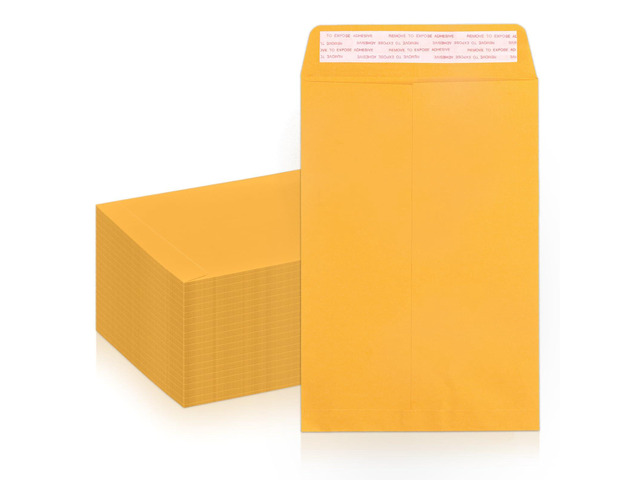 100 Pack Manilla Envelopes 6x9 Manila Envelopes, Kraft Catalog Envelopes, Self Seal for Mailing, 100 GSM, Yellow