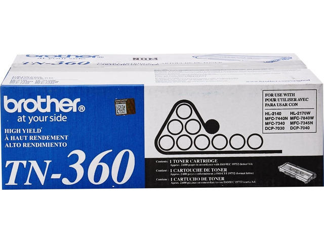 Genuine High Yield Toner Cartridge, Black Toner, Page Yield Up to 2,600 Pages, TN360