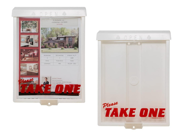 Outdoor Real Estate Brochure Box with Snap Shut Lid, Take One Document Holder Can Hold 100, 8.5 x 11 Documents, Flyers, Literature and Other...