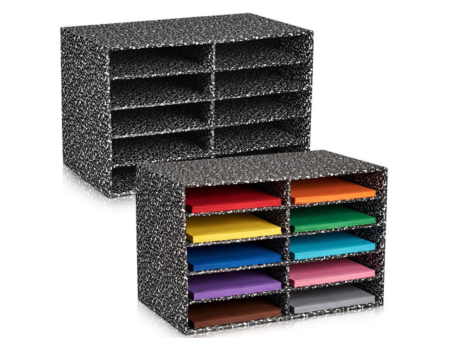 2 Pack 10 Slots Construction Paper Storage, Classroom Mailboxes, Back to School Literature Cardboard Paper Organizer for Teacher, Office, 19.7 x...