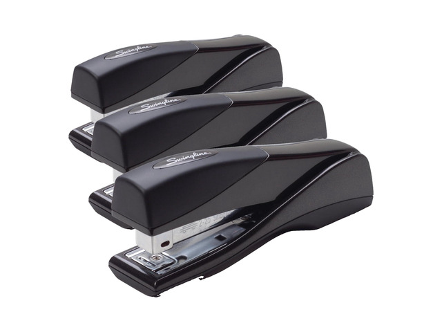 Stapler, Jam Free, Optima Grip Full Size, Ergonomic Cushion, Metal, 25 Sheet Capacity, Black (87810) (Pack of 3)
