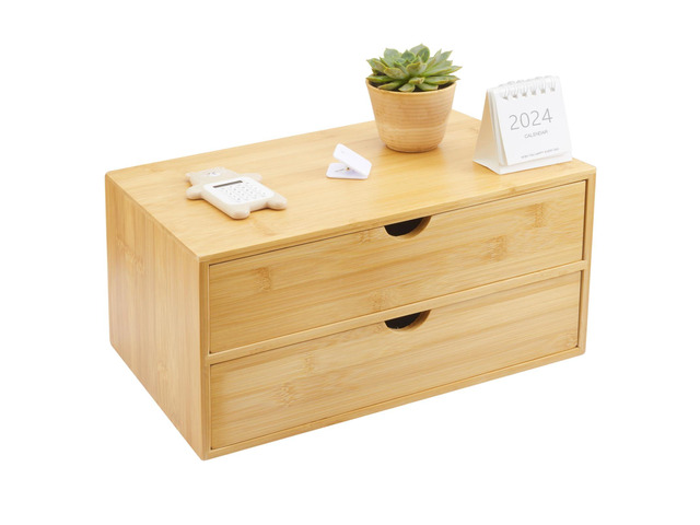 Bamboo Desk Organizer With Drawers Countertop Drawers Counter Storage Box Corner Desk Organizer for Home Office No Assembly Required