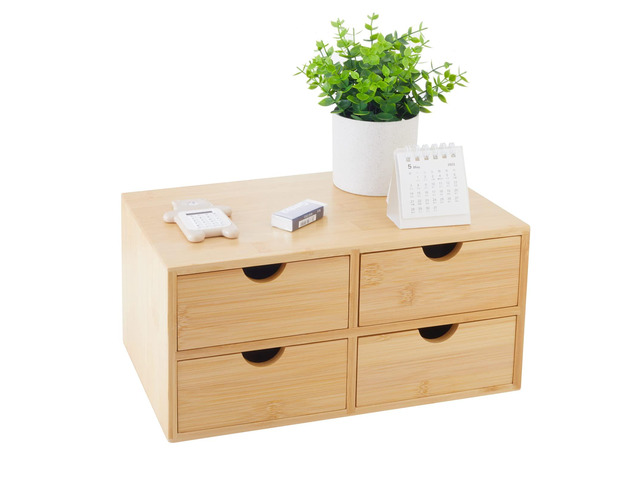 Bamboo Desk Organizer With Drawers Countertop Drawers Counter Storage Box Corner Desk Organizer for Home Office No Assembly Required