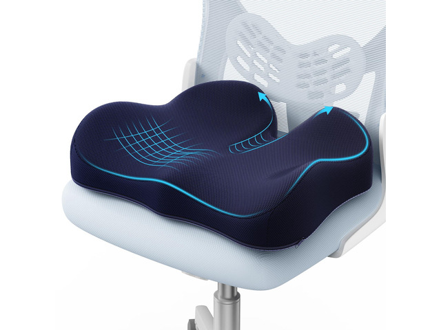 Ergonomic Seat Cushion, Non-Slip Seat Cushion for Office Chair, Blue Relieves Sciatica, Lower Back & Coccyx Pain, Suitable for Office Chair, Car...