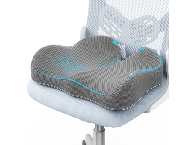 Ergonomic Seat Cushion, Non-Slip Seat Cushion for Office Chair, Grey Relieves Sciatica, Lower Back & Coccyx Pain, Suitable for Office Chair, Car...
