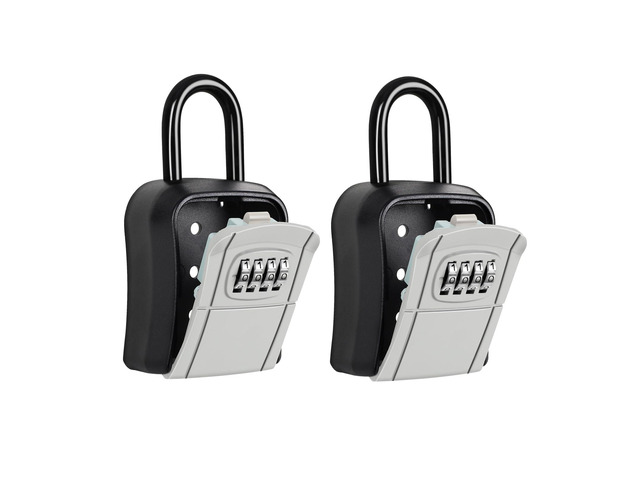 Portable Key Lock Box,Key Holder Safe Security Lock Box for Indoor, Outdoor, Garage, Garden, Store (2, Grey)