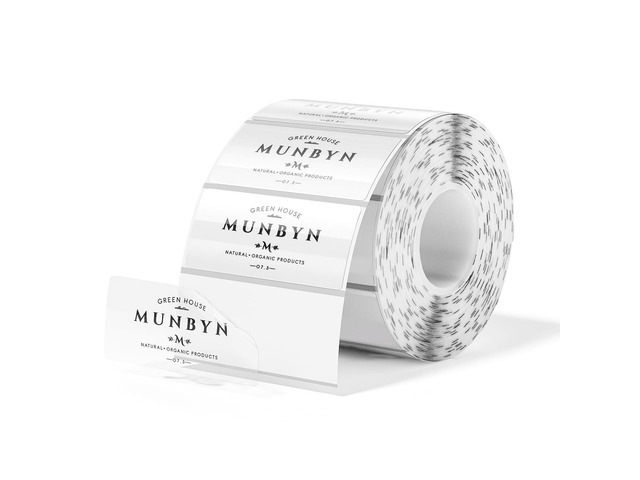2.25x1.25 Transparent Thermal Labels, 500 Sheets/1 Roll Strong Adhesive & Waterproof & Tear-Resistant for Small Business, Bakery, Barcode, Inventory