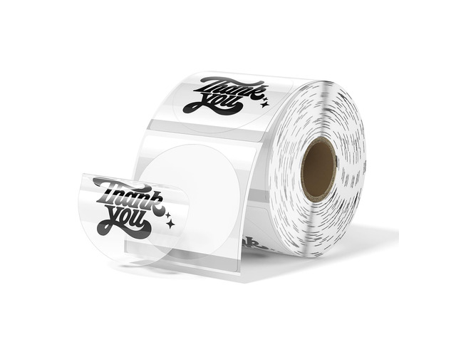 2 Inch Transparent Round Thermal Labels, 500 Sheets/1 Roll Strong Adhesive & Waterproof & Tear-Resistant for Small Business, Bakery, Barcode,...
