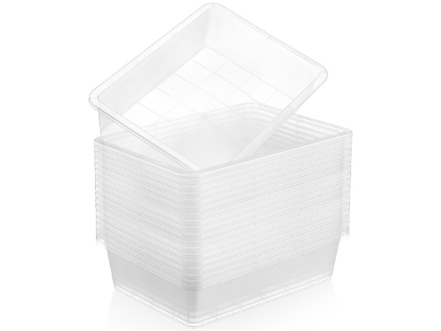 18 Pcs Flat Storage Organizer Bins Paper Tray Classroom,Transparent Plastic Baskets, Letter Size, for Art Pencil Book Organization, for School...