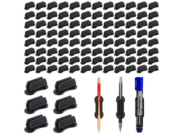 Adhesive Pencil Holders for Desk,100 PCS Silicone Pencil Holder for Desk,Marker Holder,Adhesive Pen Holder for Classroom Clipboard Attachment,for...