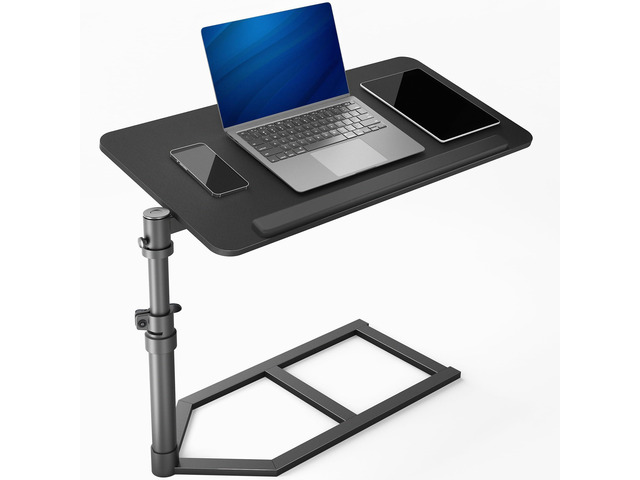 Height Adjustable Under Mattress 30 inch Bedside Desk, Works with Lofts and Beds Without Frames, Tilting Desktop, Fits Laptops, Books, and More, Black