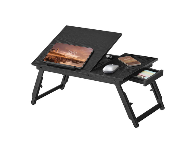 Bed Laptop Desk, Folding Bed Table Adjustable Angle and Height Bed Tray for Laptop up to 15.6 Inches, Portable for Working Reading Writing...