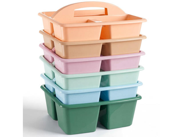 18 Pack Classroom Caddy Organizer with Handle Bulk, Morandi Color Plastic Art Craft Cleaning Caddy, Small Multipurpose Supply Organization Storage,...
