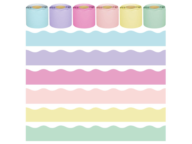 240 Ft Pastel Bulletin Board Borders Colorful Classroom Borders Scalloped Border Trim Pastel Bulletin Board Decorations for Classroom Chalkboard...