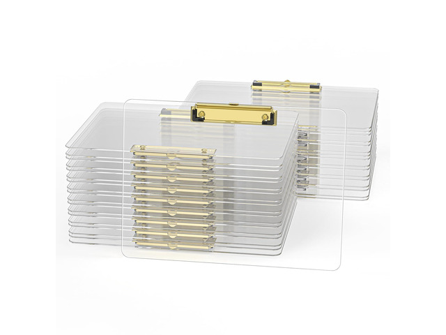 Horizontal Clipboard Set of 36, Clear 8.5 x 11'' Clip Board Gold Clip, 12.5 x 9'' Letter Size for Classroom, Students, Teacher, Nurse, Office &...
