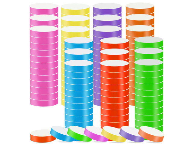 3500pcs Paper Bracelets for Events - Waterproof Colored Neon Party Wristbands (7 Colors)