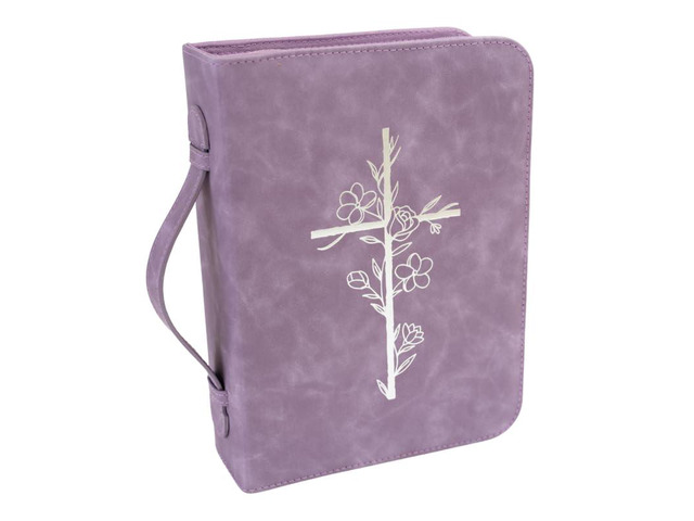 Bible Cover Case for Women PU Leather Large Bible Case with Minimalist Debossed Design Christian Bible Accessories for Girls & Women (Purple)