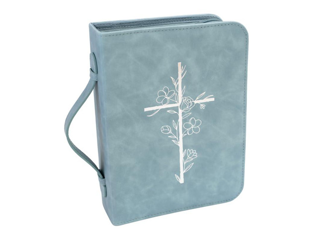 Bible Cover Case for Women PU Leather Large Bible Case with Minimalist Debossed Design Christian Bible Accessories for Girls & Women (Blue)
