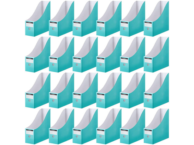 24 Pcs Magazine Files Cardboard Holders,Classic,Mint File Organizer Foldable Paper Storage for Desk, Vertical Holder with Label, Kraft Office...