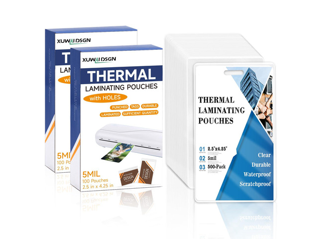 500 Pack 5mil 2.5x4.2' Thermal Laminating Pouches Badge Laminate Pouches Clear Laminated Luggage Tags Printable Laminator Pouches for Business...