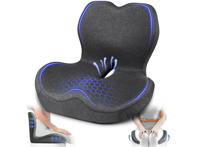 Seat Cushion with Back Support,Lumbar Support Pillow for Office Chair,X Large Memory Foam Chair Cushions for Sciatica Tailbone Pain Relief Coccyx...