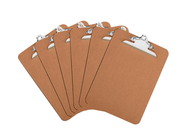 6 Pack Hardboard Office Clipboards - A4 Letter Size, ECO Friendly