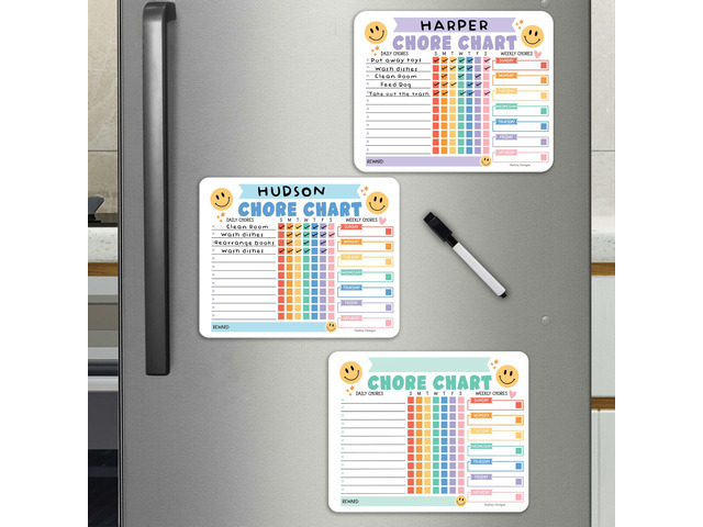 Magnetic Chore Chart for Kids Multiple Kids Chore Board for Home and School Smiley Colorful Dry Erase Behavior Chart for Kid at Home, Weekly and...
