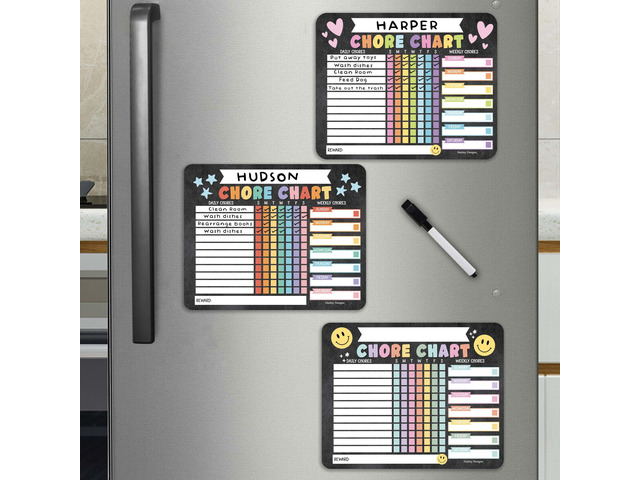 Magnetic Chore Chart for Kids Multiple Kids Chore Board for Home and School Chalk Pastel Dry Erase Behavior Chart for Kid at Home, Weekly and Daily...