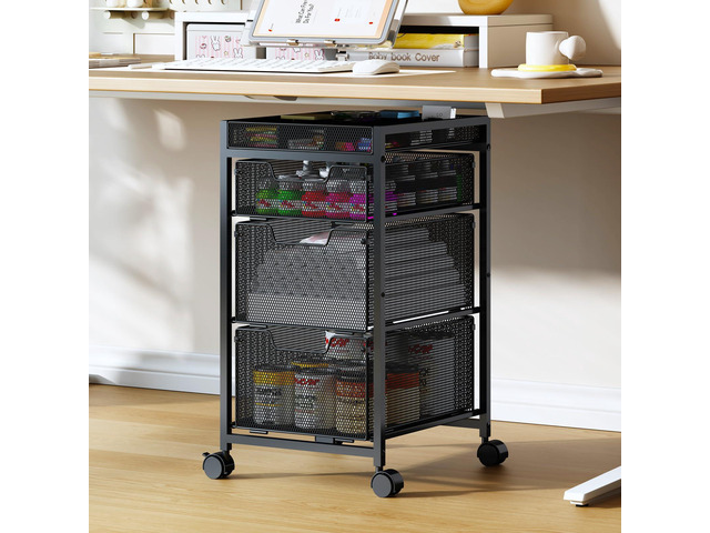 Rolling Utility Cart with 3 Drawers, Craft Organizer and Storage with DIY Divider, Lockable Wheels, Multi-Functional Storage for Art Supplies,...