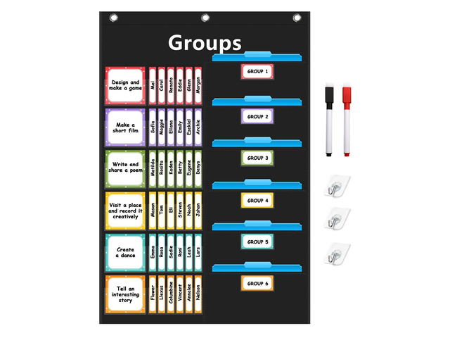 Small Group Management Pocket Chart with 96 Cards Classroom Jobs Chart Small Group Organizer and on Task for School Teacher Homeschool Learning...