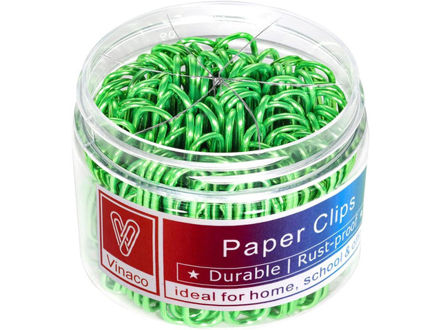 Green Paper Clips Assorted Sizes 400PCS, 1.3' & 2' for Office School Vinyl Coated Steel paperclips, Rustproof & Scratch Resistant for Office School...