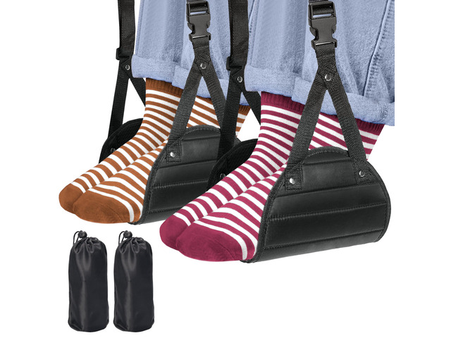 2-Pack Airplane Travel Footrest Hammock - Perfect Airplane Foot Hammock to Relax Your Feet - Travel Essentials Comfy Foot Hanger Plane Footrest for...