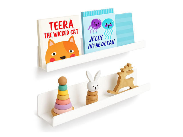 2 Pack Magnetic Book Shelf for Whiteboard - 17 Inch Reusable Acrylic Magnetic Shelves, Holds 11 lbs, Magnetic Book Display for Classrooms,...