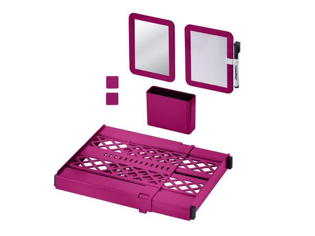 Adjust-A-Shelf 6-Piece Locker Accessories Set, Extends to Fit Your Locker, Includes Storage Drawer, Mirror, Whiteboard, Storage Cup, Pink...