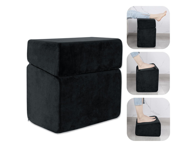Under Desk Foot Rest, Ergonomic Office Footrest with 3 Adjustable Heights, High-Density Memory Foam Leg Rest for Home, Travel, Airplane with...