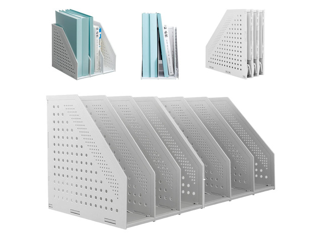2Pcs Collapsible Plastic Magazine File Holder Vertical Binder Storage Organizer for Desk Sturdy Upright Desktop Magazine Organizer Folder Rack for...