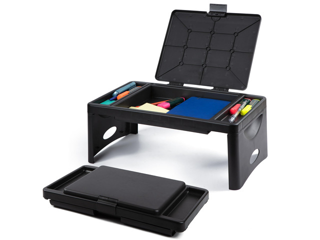 Lap Desk, Folding Desk, Bed Table, Black, 9.75'x12' Built-In Storage with 2 Trays & Pocket, Bed Desk, Easy 2 lb Carry, Car Seat Tray for Travel,...
