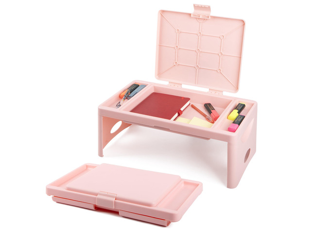 Lap Desk, Folding Desk, Portable Table, Blush, 9.75' x 12' Trays & Pocket Keep Essentials Close, 2 lb Easy to Carry, Sturdy Plastic & Alloy Steel,...