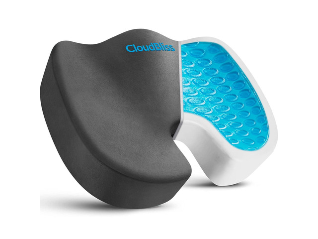 Gel Memory Foam Seat Cushion for Long Sitting, X-Large, Grey Gel Chair Pad for Tailbone, Coccyx, Sciatica, Soft Suede Cover, Non-Slip, Washable...