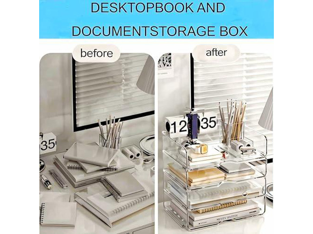 Large Capacity Desk Organizer, 4 Tier Paper Organizer, File Organizer for Desk, Stackable Paper Tray for Office, Home and School (Pack of 2)