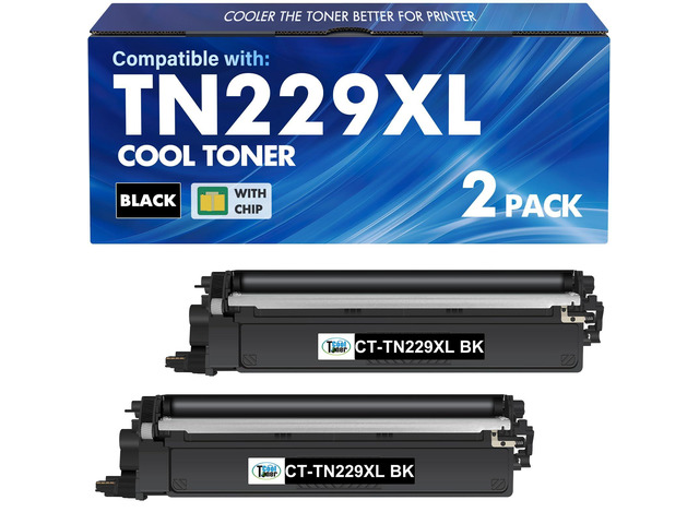TN229XL TN229 Black TN229XLBK TN229BK Toner Cartridges MFC-L3780CDW 2 Pack Compatible for Brother TN 229XLBK 229BK HL-L3220CDW HL-L3280CDW...