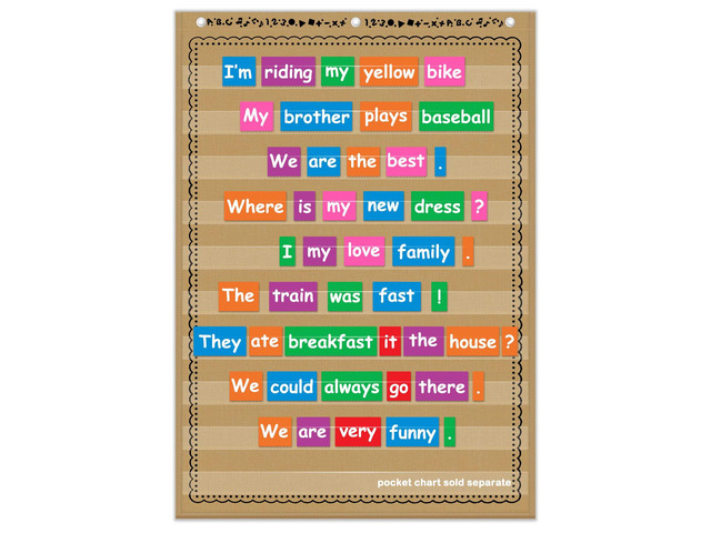Standard Pocket Charts, Clear 10 Pocket Chart for Teacher Lessons in a Classroom or Home Use Fits Standard 3 Sentence Strips and Word Cards, Brown