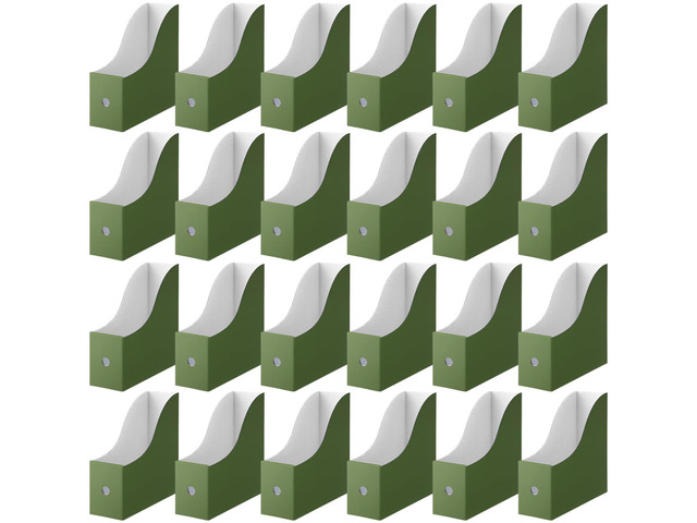 24 Pcs Magazine Files Cardboard Holders,Classic,Dark Green File Organizer Foldable Paper Storage for Desk, Vertical Holder with Label, Kraft Office...