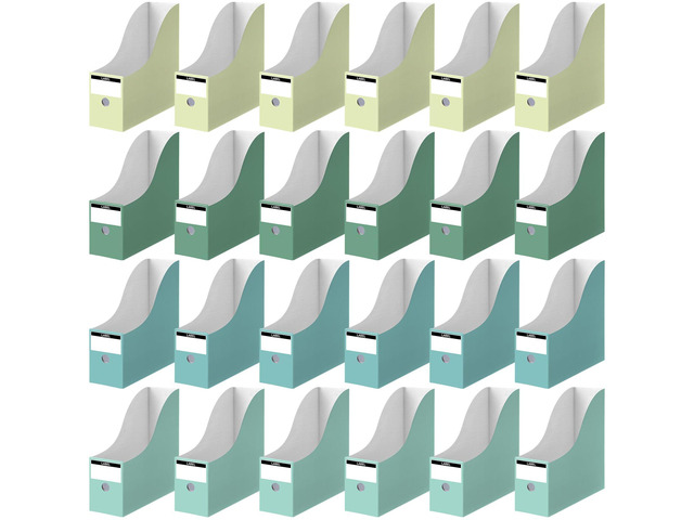 24 Pcs Magazine Files Cardboard Holders,Classic,Green Collection File Organizer Foldable Paper Storage for Desk, Vertical Holder with Label, Kraft...