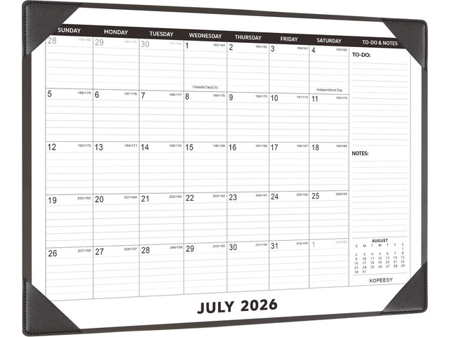 Desk Calendar 2026-2027 with Protective Mat 22' x 17' 18Month Desk Pad Calendar - Desktop Calendar from July 2026 to December 2027 - Monthly...