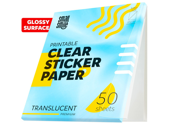 95% Clear Sticker Paper for Inkjet Printer and Laser 50 Sheets, 8.5x11 Transparent Sticker Paper, Printable Vinyl, Waterproof Clear Labels for DIY...
