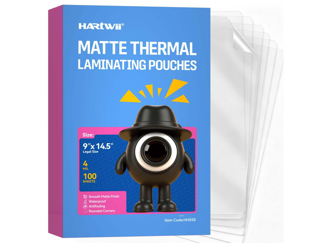 100Pack Matte Legal Size Laminating Sheets 9'x14.5' 4Mil Thick Thermal Laminate Pouches Compatible with All Laminators No Bubble 8.5x14 Clear...